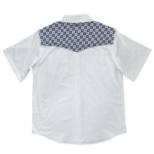 Load image into Gallery viewer, Snow / Denim Diamond Short Sleeve Performance Western Shirt
