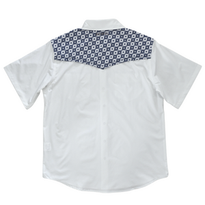 Snow / Denim Diamond Short Sleeve Performance Western Shirt