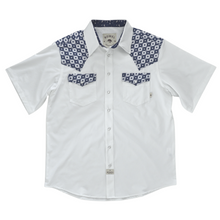 Load image into Gallery viewer, Snow / Denim Diamond Short Sleeve Performance Western Shirt
