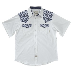 Snow / Denim Diamond Short Sleeve Performance Western Shirt