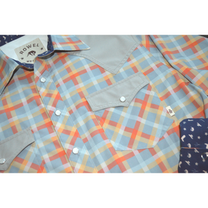 Orange Check / Dove Gray Long Sleeve Performance Western Shirt