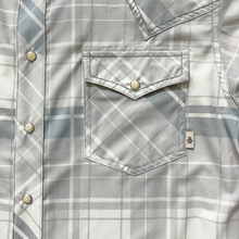 Load image into Gallery viewer, Neutral Gray Plaid Short Sleeve Performance Western Shirt
