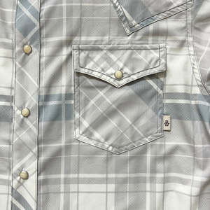 Neutral Gray Plaid Short Sleeve Performance Western Shirt