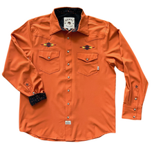 Load image into Gallery viewer, Burnt Orange with Embroidery Long Sleeve Performance Western Shirt

