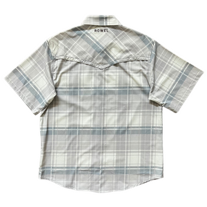 Neutral Gray Plaid Short Sleeve Performance Western Shirt