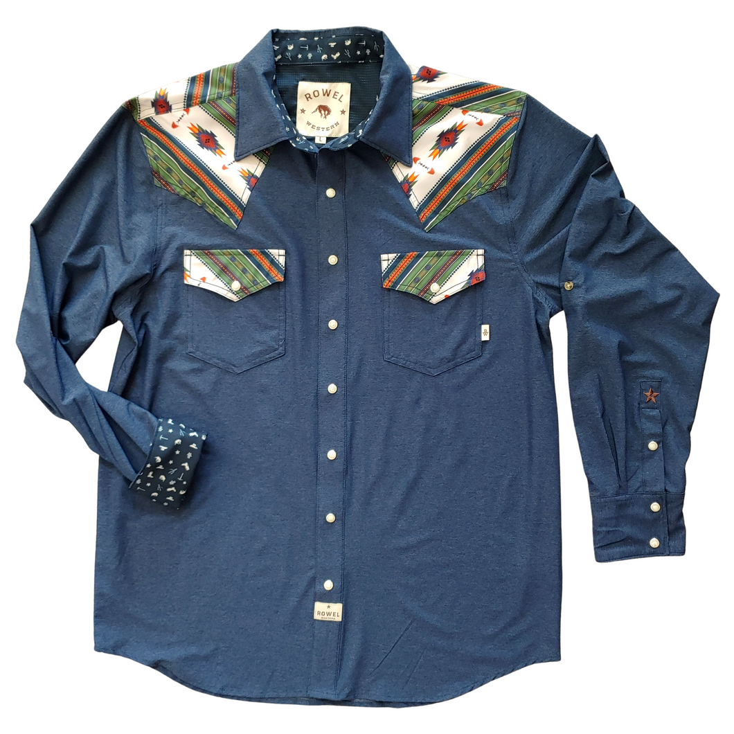 Tech Denim / Cedar Aztec Long Sleeve Performance Western Shirt