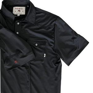 Pearl Snap Polo- Black