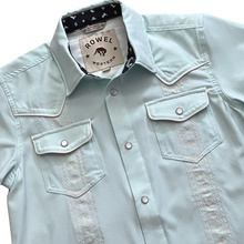Load image into Gallery viewer, Youth Pearl Snap Guayabera Performance Shirt--Saltwater
