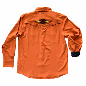 Burnt Orange with Embroidery Long Sleeve Performance Western Shirt