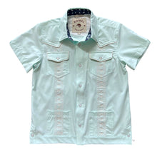 Load image into Gallery viewer, Youth Pearl Snap Guayabera Performance Shirt--Saltwater
