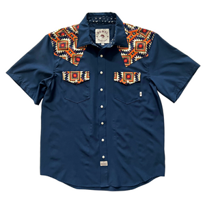 Navy/Zuni Short Sleeve Performance Western Shirt